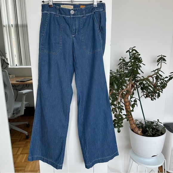 Pilcro and the Letterpress Pilcro Wide Leg Chambray Jeans, NWOT Size 6 - Picture 2 of 10